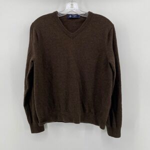 J.Crew Mens V-Neck Sweater 100% Merino Wool Dark Brown (no size tag)